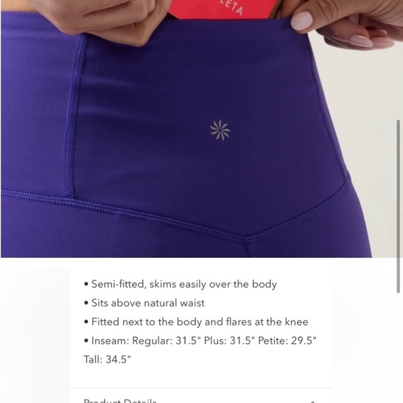 Athleta purple high waist boot/flare front slit yoga pants/leggings Small/ TALL - Picture 4 of 9